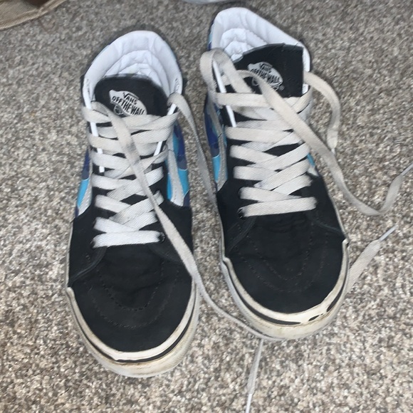 Vans blue flames high tops size 2 - Picture 3 of 5